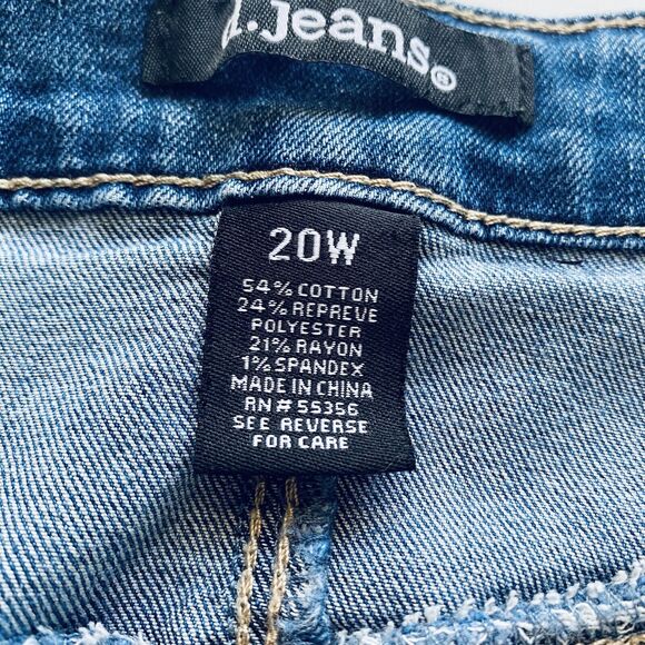 D. Jeans Plus Size 20W Capris Blue Denim Cropped Recycled Sustainable Beach - Picture 6 of 10